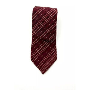 Angelo Burgundy & Red Woven‎ Stripe Tie w Cream Accents 56.5x3” Textured